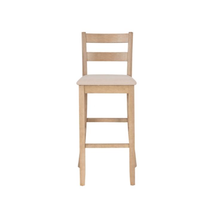 Rustic Graywash Wood Upholstered Bar Stool