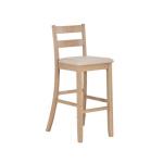 Rustic Graywash Wood Upholstered Bar Stool