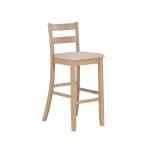 Rustic Graywash Wood Upholstered Bar Stool