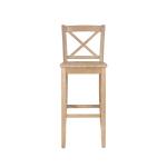 Rustic Graywash Wood X Back Bar Stool