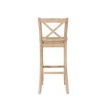 Rustic Graywash Wood X Back Bar Stool