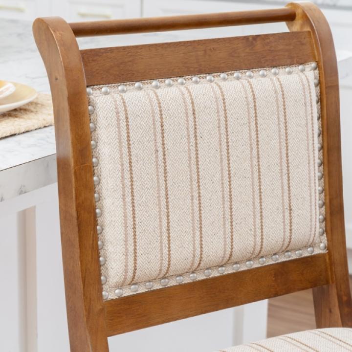 Neutral Stripes Upholstered Emmy Counter Stool