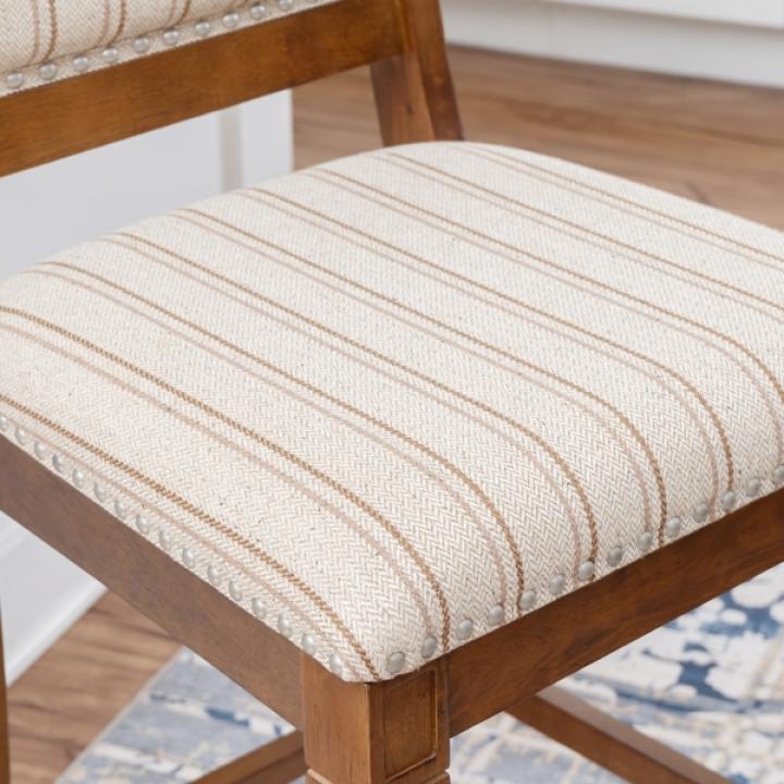 Neutral Stripes Upholstered Emmy Counter Stool