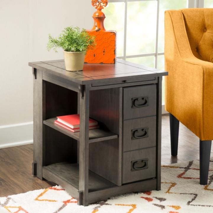 Gray Wood Parnell Storage Accent Table