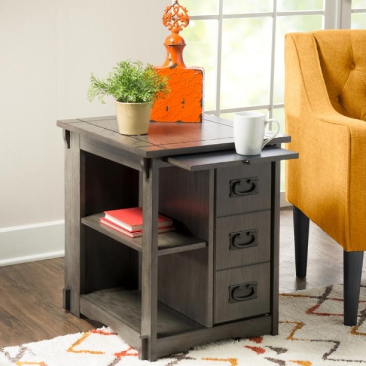 Gray Wood Parnell Storage Accent Table