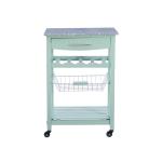 Mint Green Rolling Kitchen Cart with Granite Top
