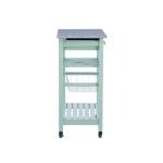Mint Green Rolling Kitchen Cart with Granite Top