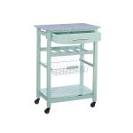 Mint Green Rolling Kitchen Cart with Granite Top