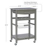 Warm Gray Rolling Kitchen Cart with Granite Top