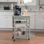 Warm Gray Rolling Kitchen Cart with Granite Top