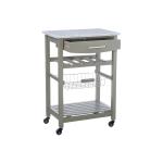 Warm Gray Rolling Kitchen Cart with Granite Top