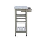 Warm Gray Rolling Kitchen Cart with Granite Top