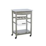 Warm Gray Rolling Kitchen Cart with Granite Top