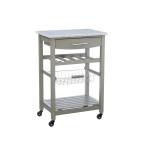 Warm Gray Rolling Kitchen Cart with Granite Top