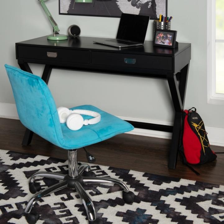 Black Wood 2-Drawer Peggy Desk