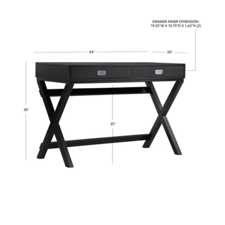 Black Wood 2-Drawer Peggy Desk