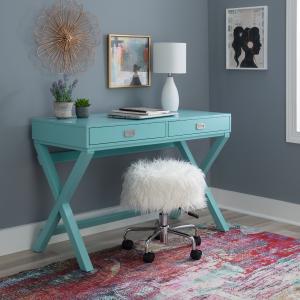 Turquoise Wood 2-Drawer Peggy Desk