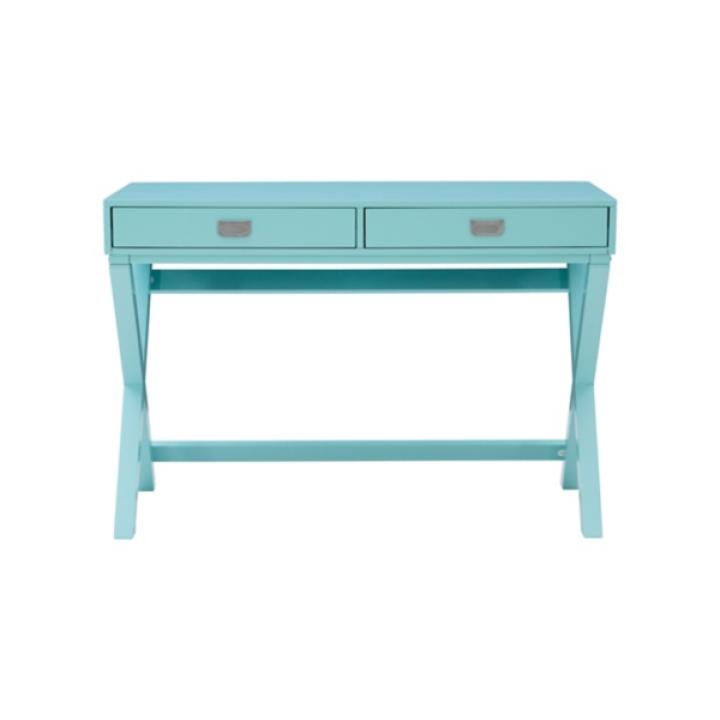Turquoise Wood 2-Drawer Peggy Desk