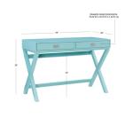 Turquoise Wood 2-Drawer Peggy Desk