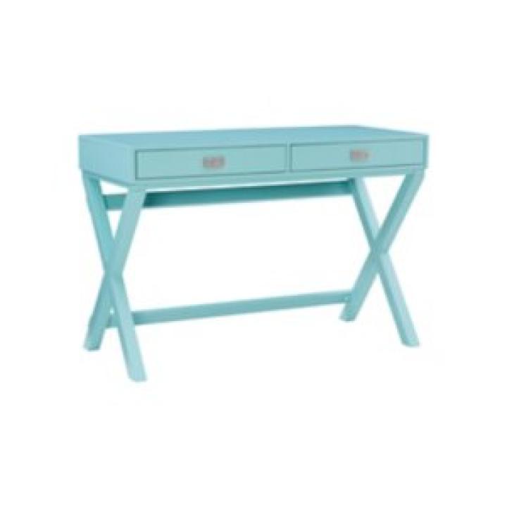 Turquoise Wood 2-Drawer Peggy Desk