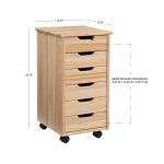 Natural Wood 6-Drawer Cary Storage Cart