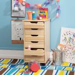 Natural Wood 6-Drawer Cary Storage Cart