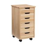 Natural Wood 6-Drawer Cary Storage Cart