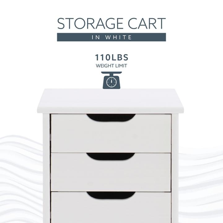 White Wood 6-Drawer Cary Storage Cart