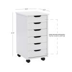 White Wood 6-Drawer Cary Storage Cart