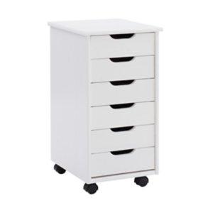 White Wood 6-Drawer Cary Storage Cart