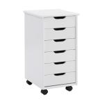 White Wood 6-Drawer Cary Storage Cart