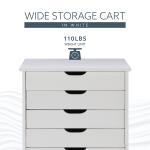 White Wood Wide 6-Drawer Cary Storage Cart