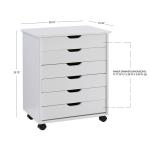 White Wood Wide 6-Drawer Cary Storage Cart