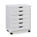 White Wood Wide 6-Drawer Cary Storage Cart