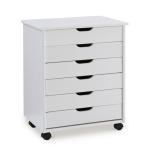 White Wood Wide 6-Drawer Cary Storage Cart