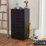 Black Wood 8-Drawer Cary Storage Cart