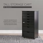 Black Wood 8-Drawer Cary Storage Cart