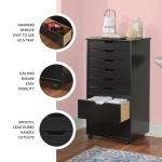Black Wood 8-Drawer Cary Storage Cart