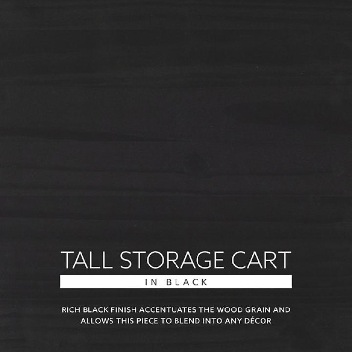 Black Wood 8-Drawer Cary Storage Cart