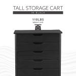 Black Wood 8-Drawer Cary Storage Cart