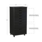 Black Wood 8-Drawer Cary Storage Cart