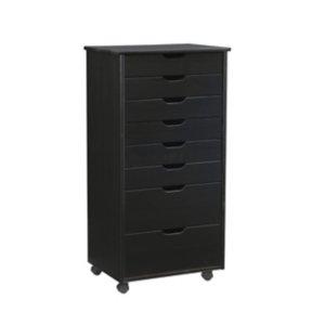 Black Wood 8-Drawer Cary Storage Cart