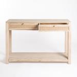 Whitewash Woven Cane 2-Drawer Console Table