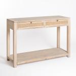 Whitewash Woven Cane 2-Drawer Console Table