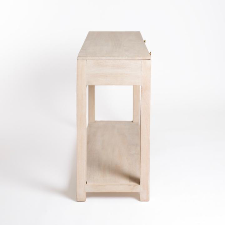 Whitewash Woven Cane 2-Drawer Console Table