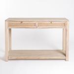 Whitewash Woven Cane 2-Drawer Console Table