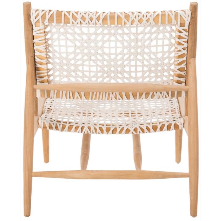 SAFAVIEH White Leather Woven Accent Chair