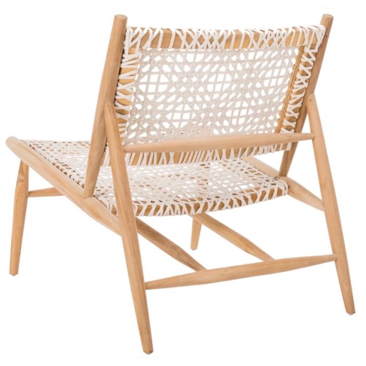 SAFAVIEH White Leather Woven Accent Chair