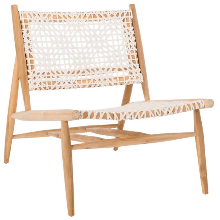 SAFAVIEH White Leather Woven Accent Chair