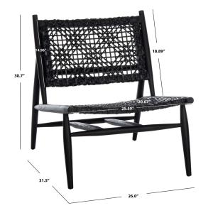 Black Leather Woven Accent Chair